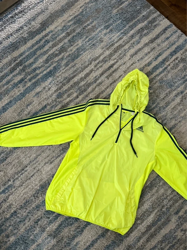Men's neon yellow Adidas windbreaker jacket
