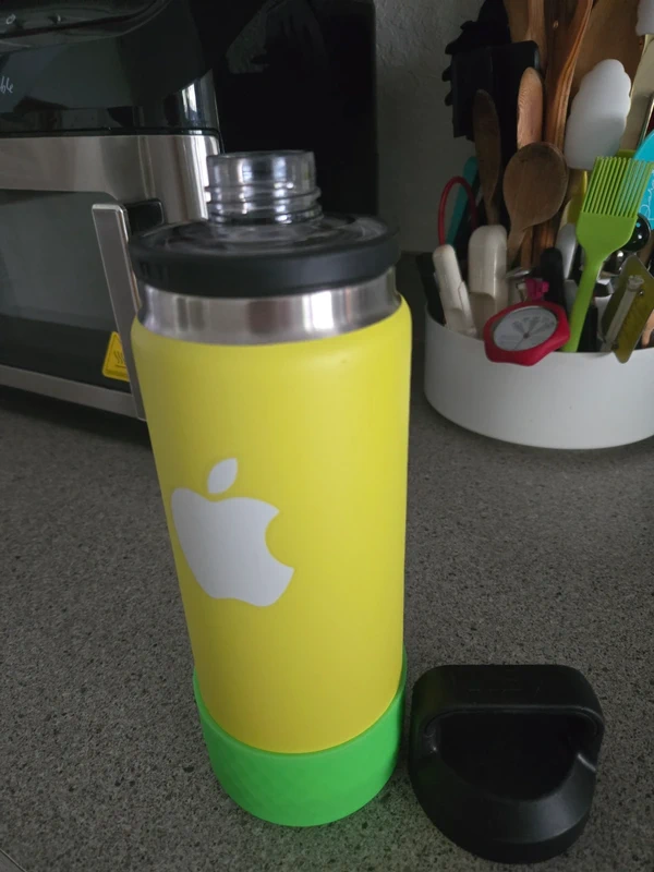 YETI insulated water bottle with apple design